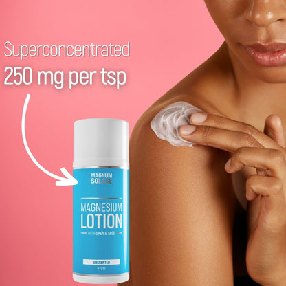 Magnum Solace Magnesium Lotion – Super Concentrated – Made with Aloe and Shea – For Leg Cramps, Sore Muscles & Joints, Rejuvenation – Safe for Kids, Made in the USA (Sandalwood) Magnum SolaceBuy Supplements Australia