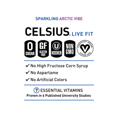 CELSIUS Arctic Vibe Sparkling Frozen Berry, Functional Essential Energy Drink, 12 Fl Oz CELSIUSBuy Supplements Australia