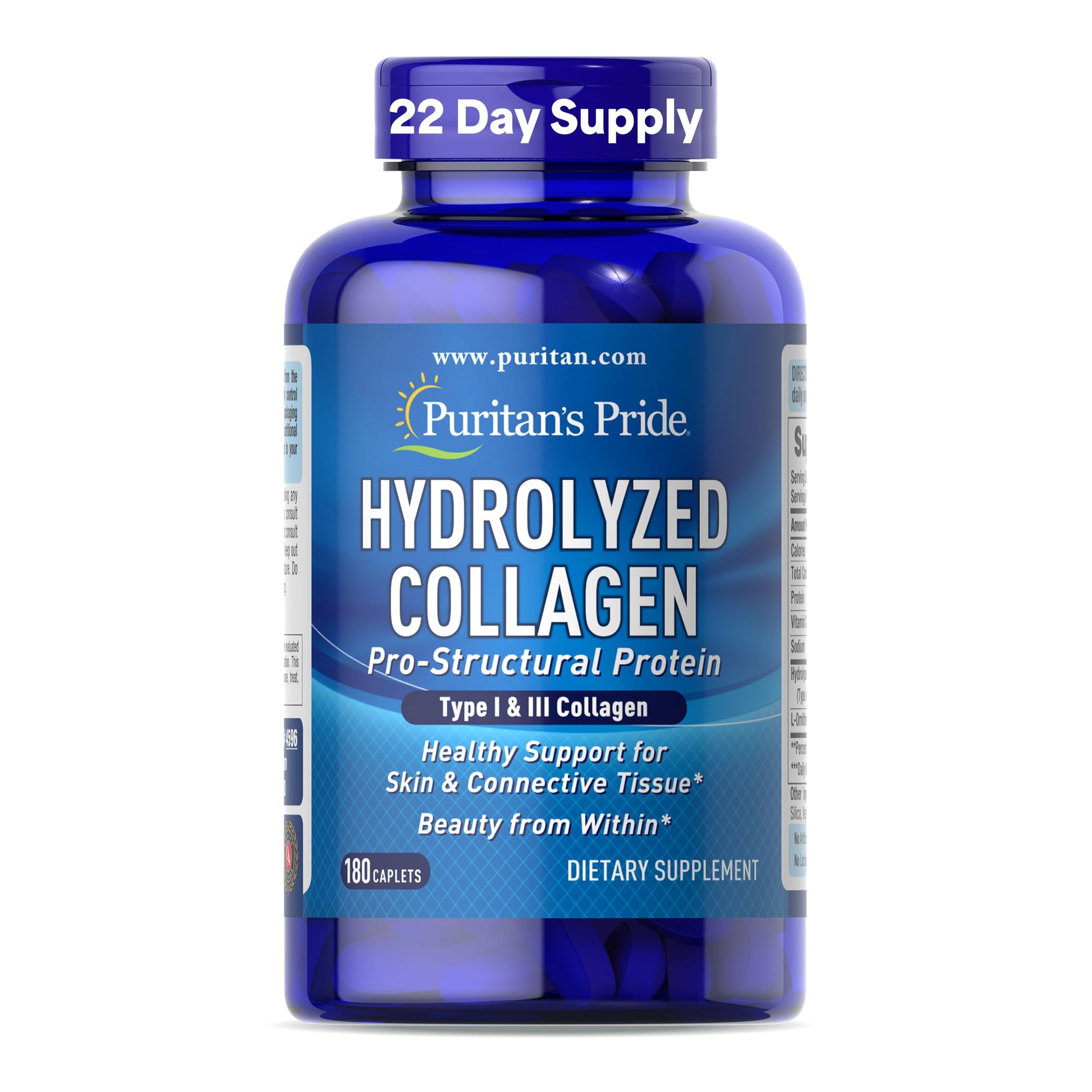 Puritan's Pride Hydrolyzed Collagen Pro-Structural Protein for Men and Women 1000mg, Dietary Supplement for Skin, Bones and Joints, 180 Caplets Puritan's Pride buy supplements Au