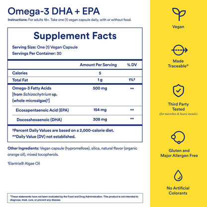 Ritual Omega 3 - Vegan - Science-Backed Dose of DHA & EPA Fatty Acids in 2:1 Ratio, Bioavailable, Brain and Heart Health Support, Minimal Burp-Back, Sustainably Sourced Microalgae, 30 Day Supply RitualBuy Supplements Australia