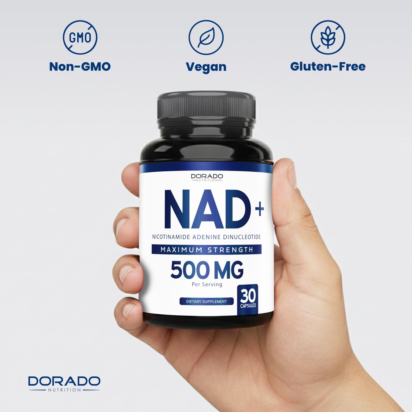 NAD Supplement (500mg of 95% Pure NAD+ Per Serving) NMN Supplement, NAD Nicotinamide Riboside Support (Third Party Tested, Vegan Safe, Non-GMO, No Fillers, & Made in the USA - 30 Vegan Capsules) DORADO NUTRITIONBuy Supplements Australia