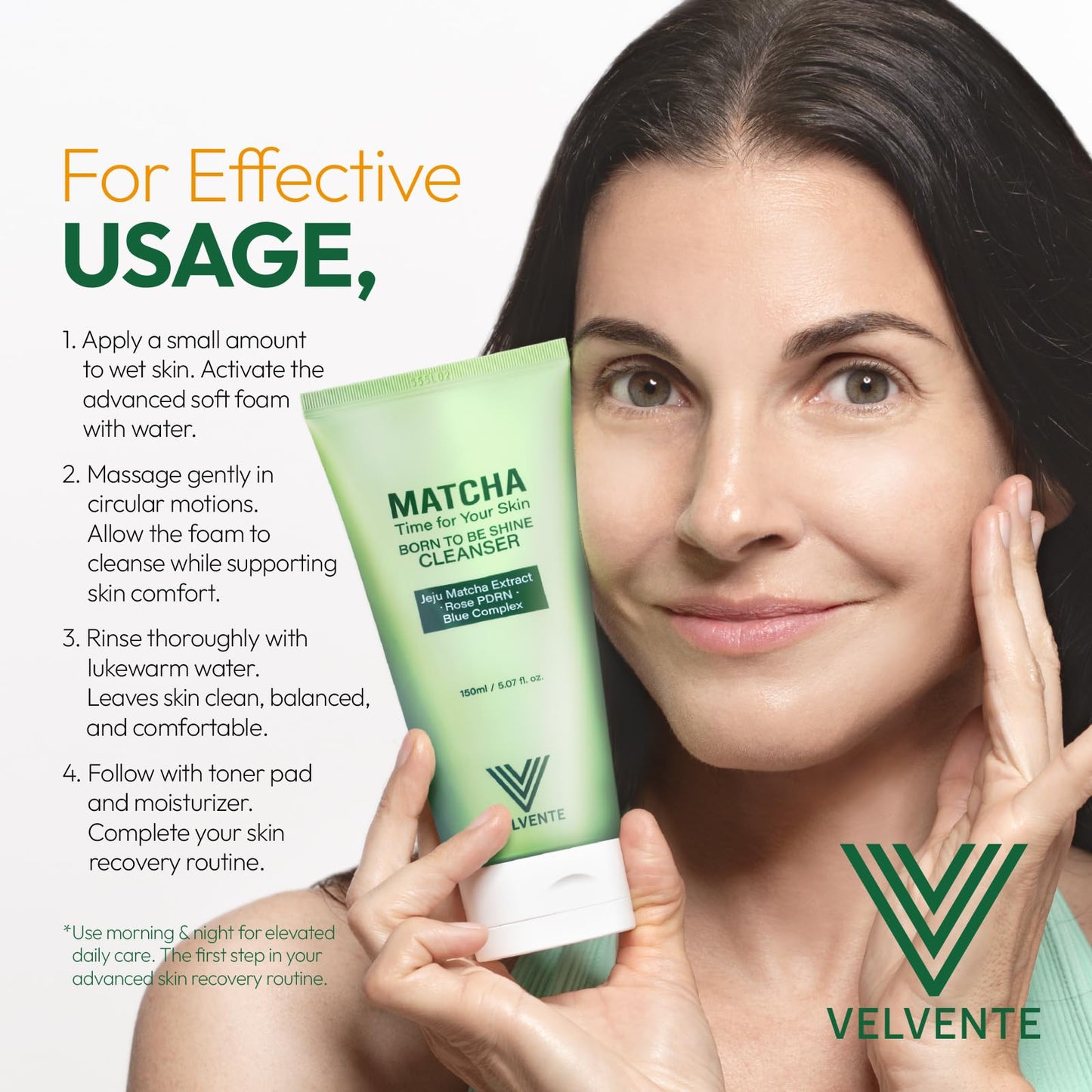 VELVENTE Matcha Gentle Deep Pore Cleansing Facial Cleanser, Low-pH Face Wash for Pore Refining, Rose PDRN Hydrating Daily Facial Wash Redness & Sensitive Skin Friendly, Korean Skincare(5.07 fl.oz.) VELVENTE buy supplements Au