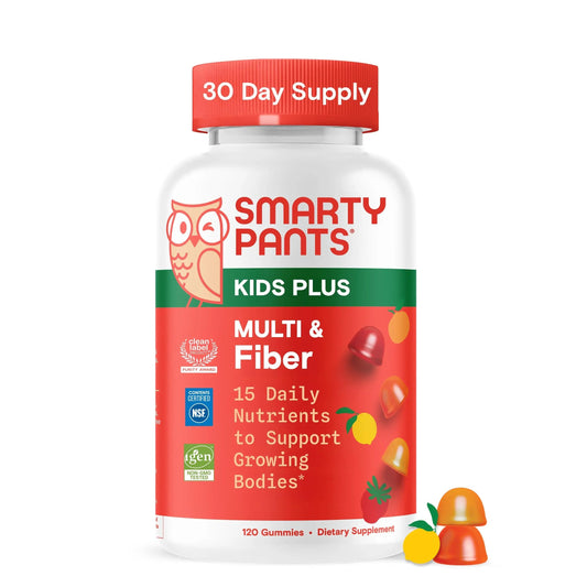 SmartyPants Kids Multivitamin & Fiber Gummies: Prebiotic Fiber to Support Kids Digestion with Vitamin D3, C, Vitamin B12, B6, A, Zinc SmartyPants