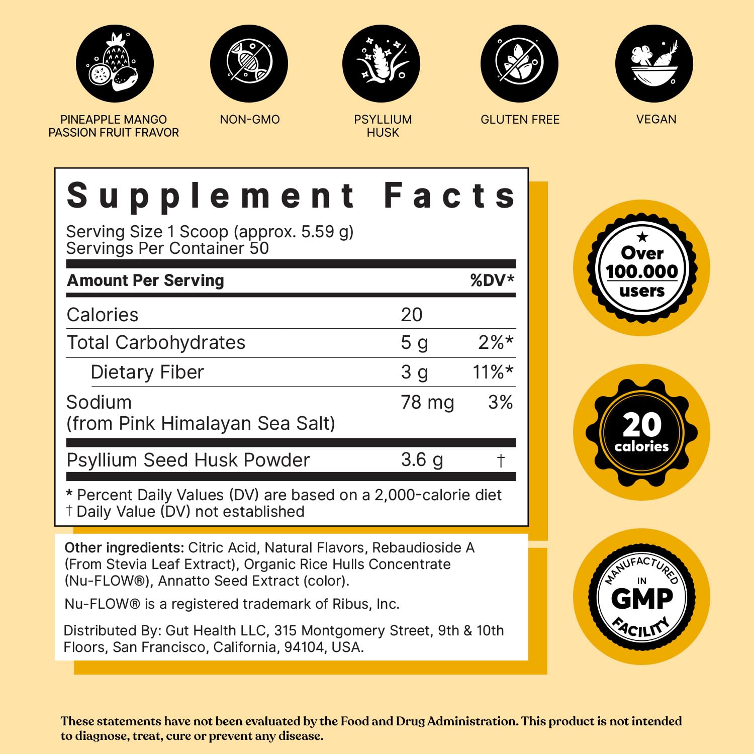 ColonBroom Psyllium Husk Powder with Stevia (Tropical Fruits) - Colon Cleanse for Bloating Relief & Gut Health - Colon Broom Fiber Powder Drink - Vegan Fiber Powder Stevia Supplement, 150 Servings ColonBroomBuy Supplements Australia
