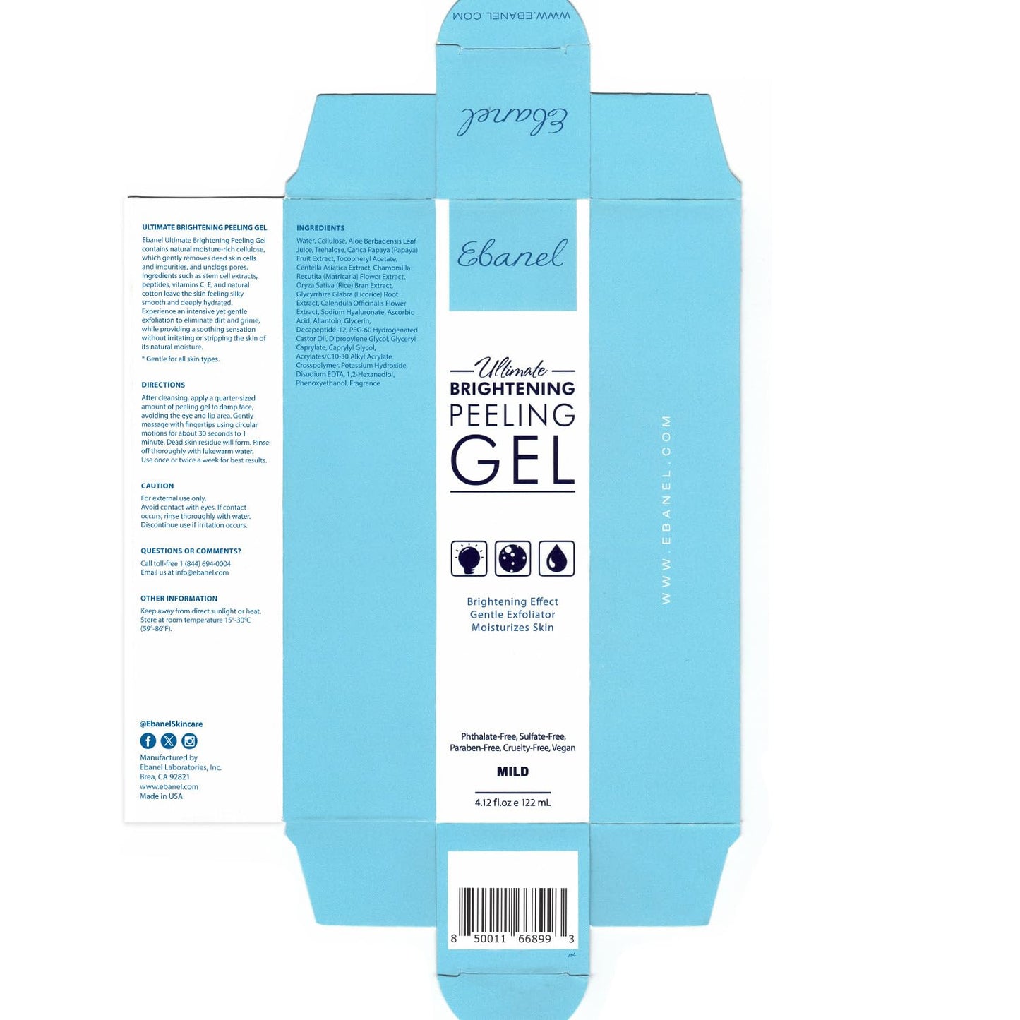 Ebanel Bundle of 40% Urea Cream 4.6 Oz, and Exfoliating Face Scrub Peeling Gel 4.12 Oz Ebanel buy supplements Au