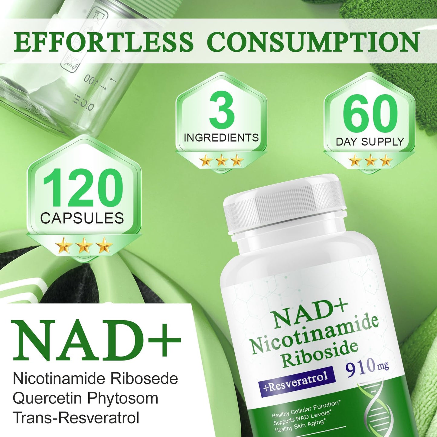 A r b c r n 120 Capsules NAD+ Supplement,NAD Nicotinamide Riboside Resveratrol 910mg for Men and Women, NR Supplement for Energy Anti-Aging Focus A r b c r nBuy Supplements Australia