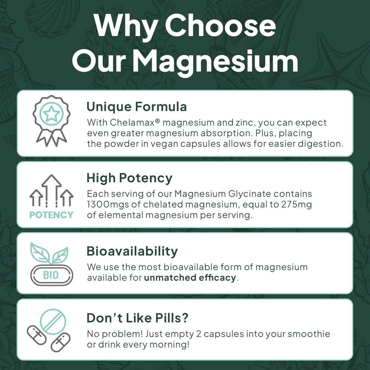 Organics Ocean Pure Magnesium Glycinate with Zinc - Maximum Strength Chelated Magnesium Supplement for Women and Men for Muscle Cramps and Sleep Support - 3 Bottles Organics OceanBuy Supplements Australia