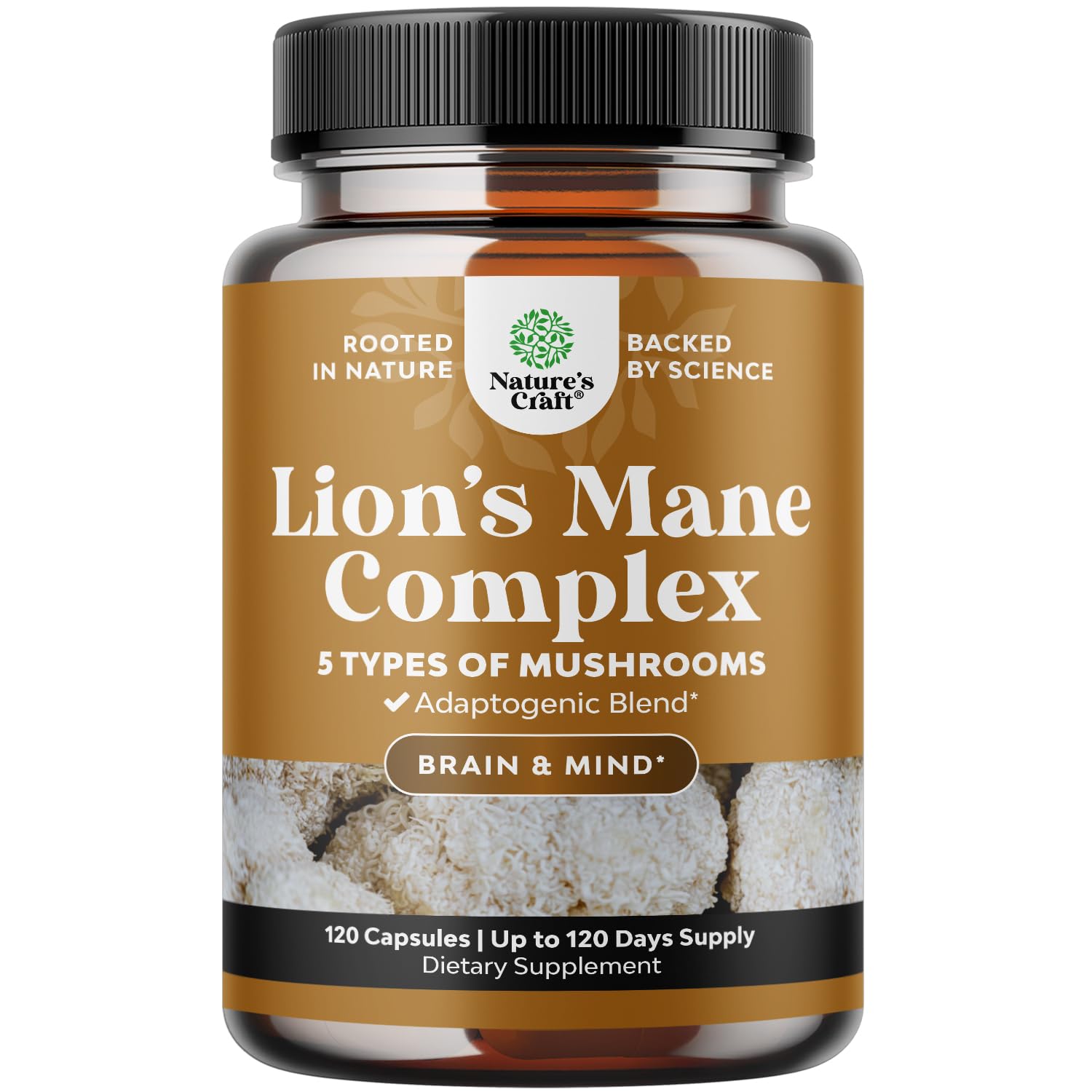 Advanced Lion's Mane Mushroom Supplement - Lions Mane Supplement Capsules with Reishi Chaga Maitake & Shiitake for Brain Health Memory Support & Focus - Nootropic for Mental Clarity - 120 Count Natures CraftBuy Supplements Australia