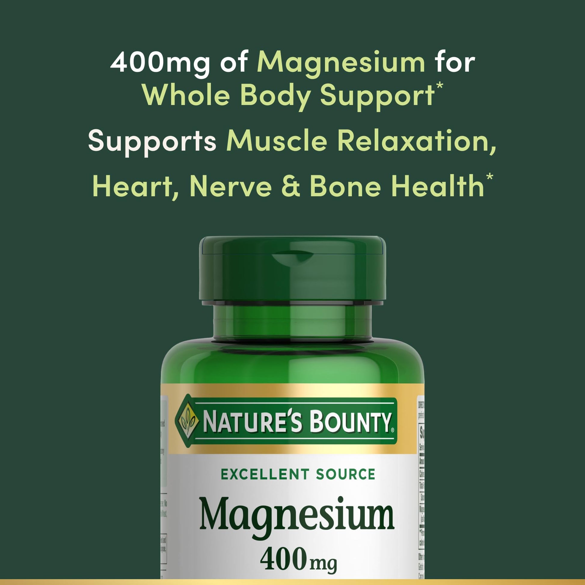Nature's Bounty Magnesium 400 mg Softgel, Whole Body Support, Magnesium Supplements for Men and Women, Heart, Nerve & Bone Health, 75 Softgels (Pack of 1) Nature's BountyBuy Supplements Australia