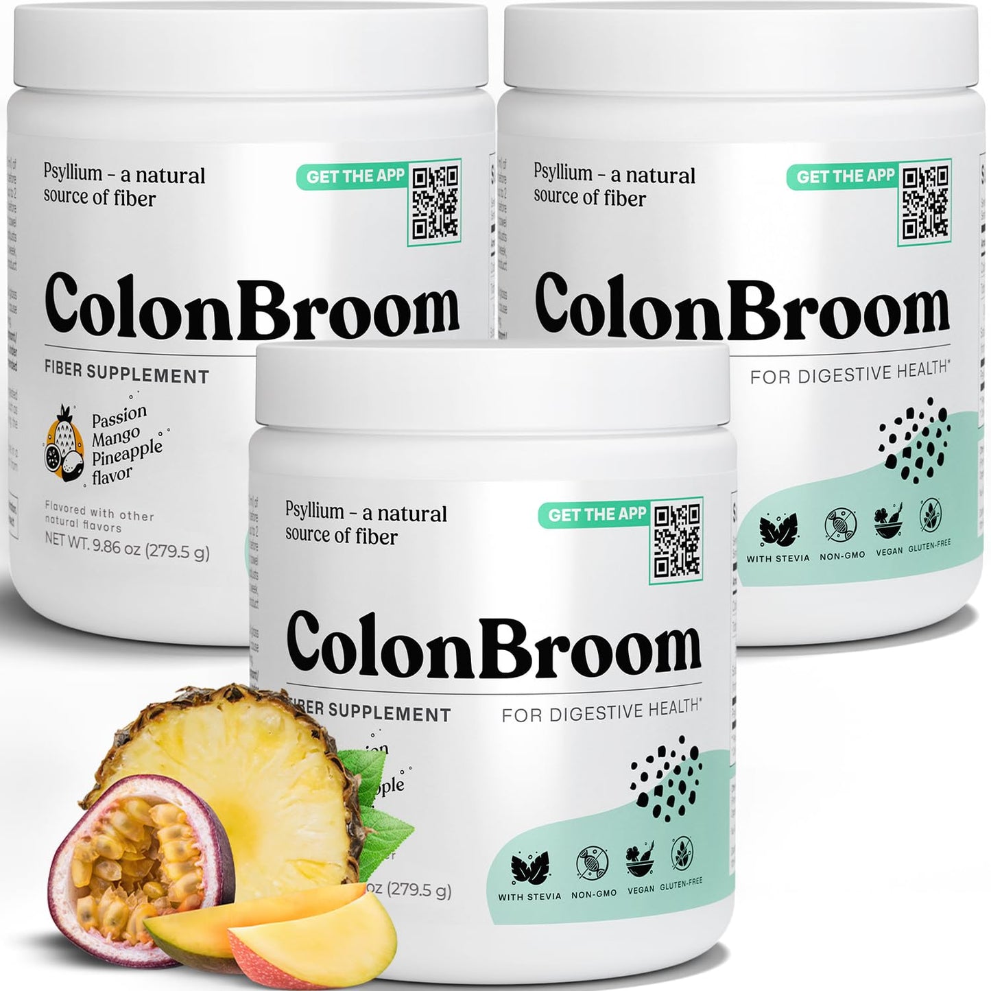 ColonBroom Psyllium Husk Powder with Stevia (Tropical Fruits) - Colon Cleanse for Bloating Relief & Gut Health - Colon Broom Fiber Powder Drink - Vegan Fiber Powder Stevia Supplement, 150 Servings ColonBroomBuy Supplements Australia