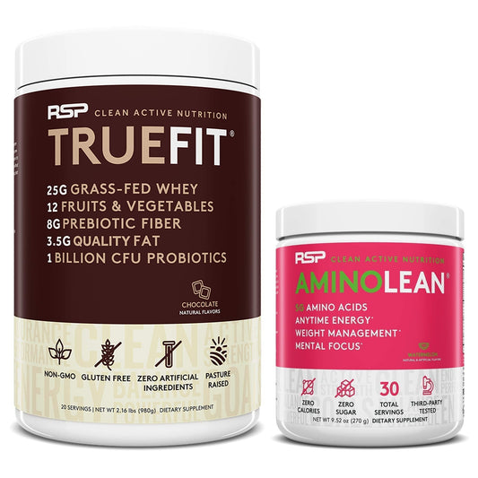 RSP NUTRITION TrueFit Protein Powder (Chocolate 2 LB) with AminoLean Pre Workout
