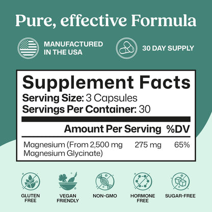 ColonBroom Pure Magnesium Glycinate Capsules | Supplement for Sleep, Heart & Muscle Support | Non-GMO, Gluten Free, Vegan & Sugar-Free | 1 Month Supply (90 Capsules) ColonBroomBuy Supplements Australia