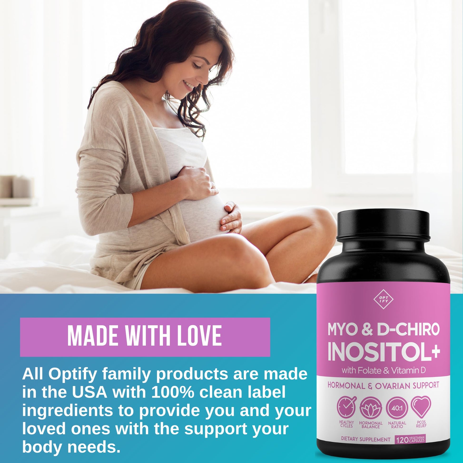 Premium Inositol Supplement - Myo-Inositol and D-Chiro Inositol Plus Folate and Vitamin OptifyBuy Supplements Australia