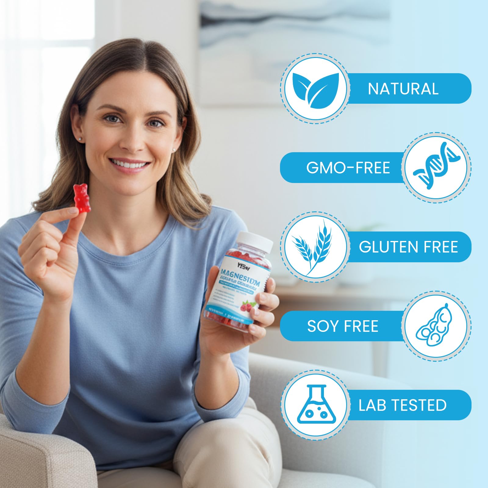Magnesium Complex Gummies 8 Elemental 1000mg - Magnesium Glycinate, Citrate, Malate, Taurate, Supports Bones, Muscle, Nerve Health, for Women & Men, Vegan Non-GMO, Raspberry Flavor, 60 Count YXSW buy supplements Au