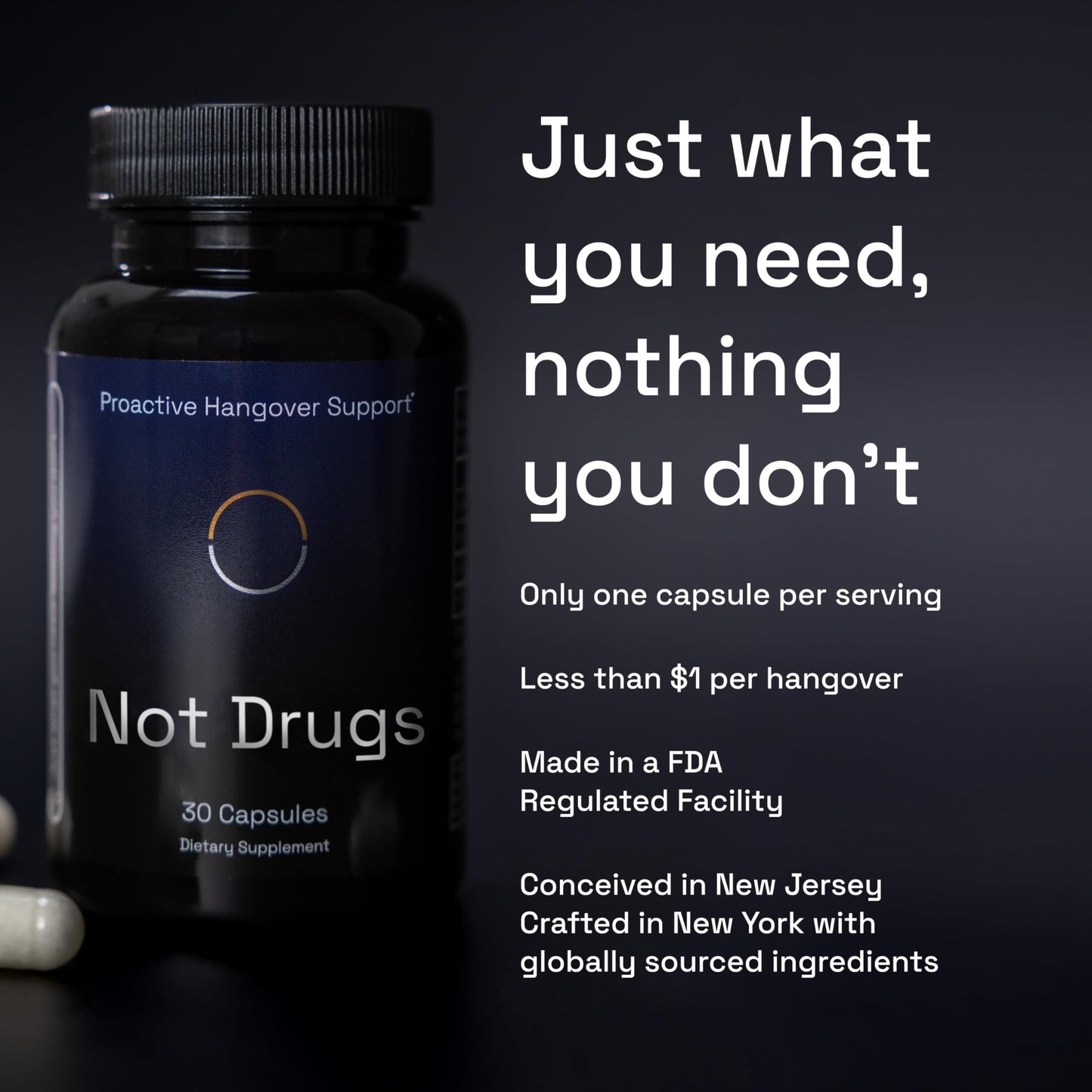 Not Drugs Proactive Hangover Support that Actually Works | Effective, Affordable & Backed by Science | 30 Capsules | 30 Doses | L-Cysteine, Vitamin B6, Vitamin C Not DrugsBuy Supplements Australia
