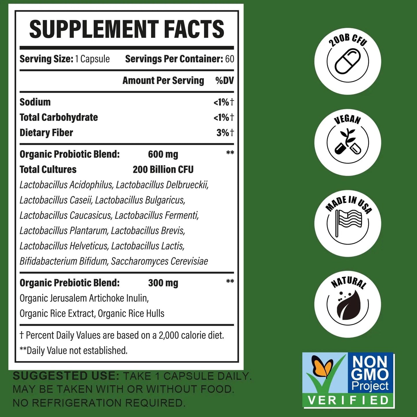 Probiotics for Women & Men, 200 Billion CFU 12 Strains with 3 Organic Prebiotics and Probiotics for Digestive Health Gut, Immune, Bloating & Gas, Energy, Overall Health, Shelf Stable - 2 Month Supply CfufulBuy Supplements Australia