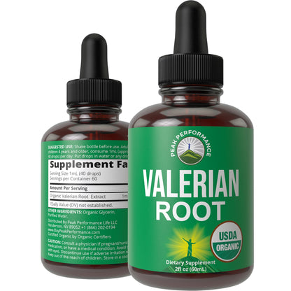 USDA Organic Valerian Root Liquid Drops Supplement. Vegan Extract Tincture for Relaxation, Sleep, Calm. Great Alternative to Valerian Capsules. Zero Sugar, Gluten Free Supplements for Women and Men Peak PerformanceBuy Supplements Australia
