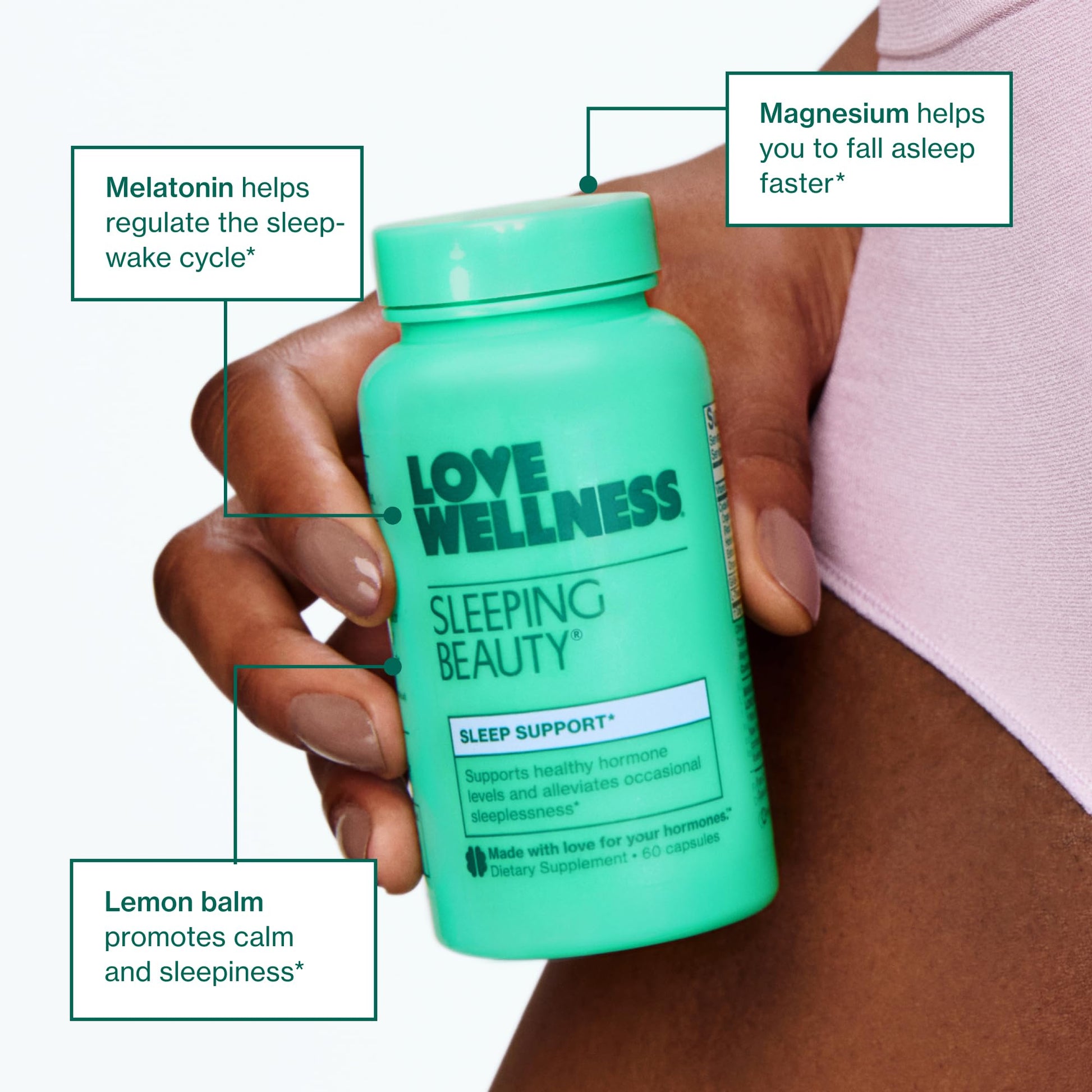 Love Wellness Sleeping Beauty | Sleep Support with Melatonin, Magnesium & L-Theanine | Promotes Restful Sleep, Relaxation & Calmness | Organic Valerian Root Powder & Lemon Balm | 60 Count Love WellnessBuy Supplements Australia