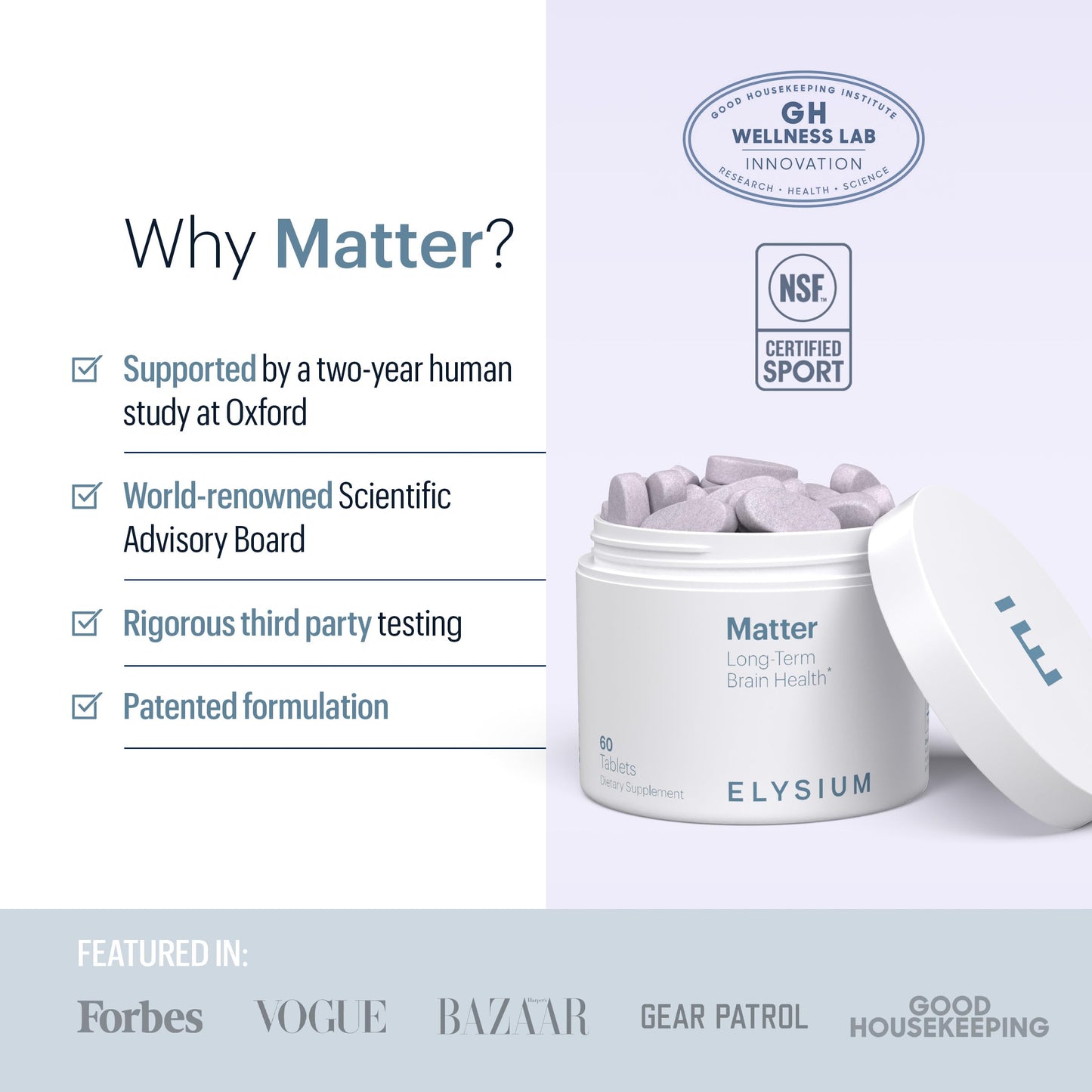 ELYSIUM Matter - 30 Servings - Brain Supplement for Memory and Focus Omega 3 Supplement + DHA - Vitamins to Support Brain Health and Memory ELYSIUMBuy Supplements Australia
