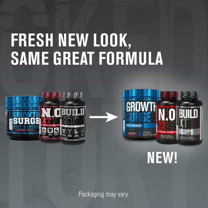Jacked Factory N.O. XT Nitric Oxide Supplement, Growth Surge Post Workout Muscle Builder, Build XT Muscle Builder