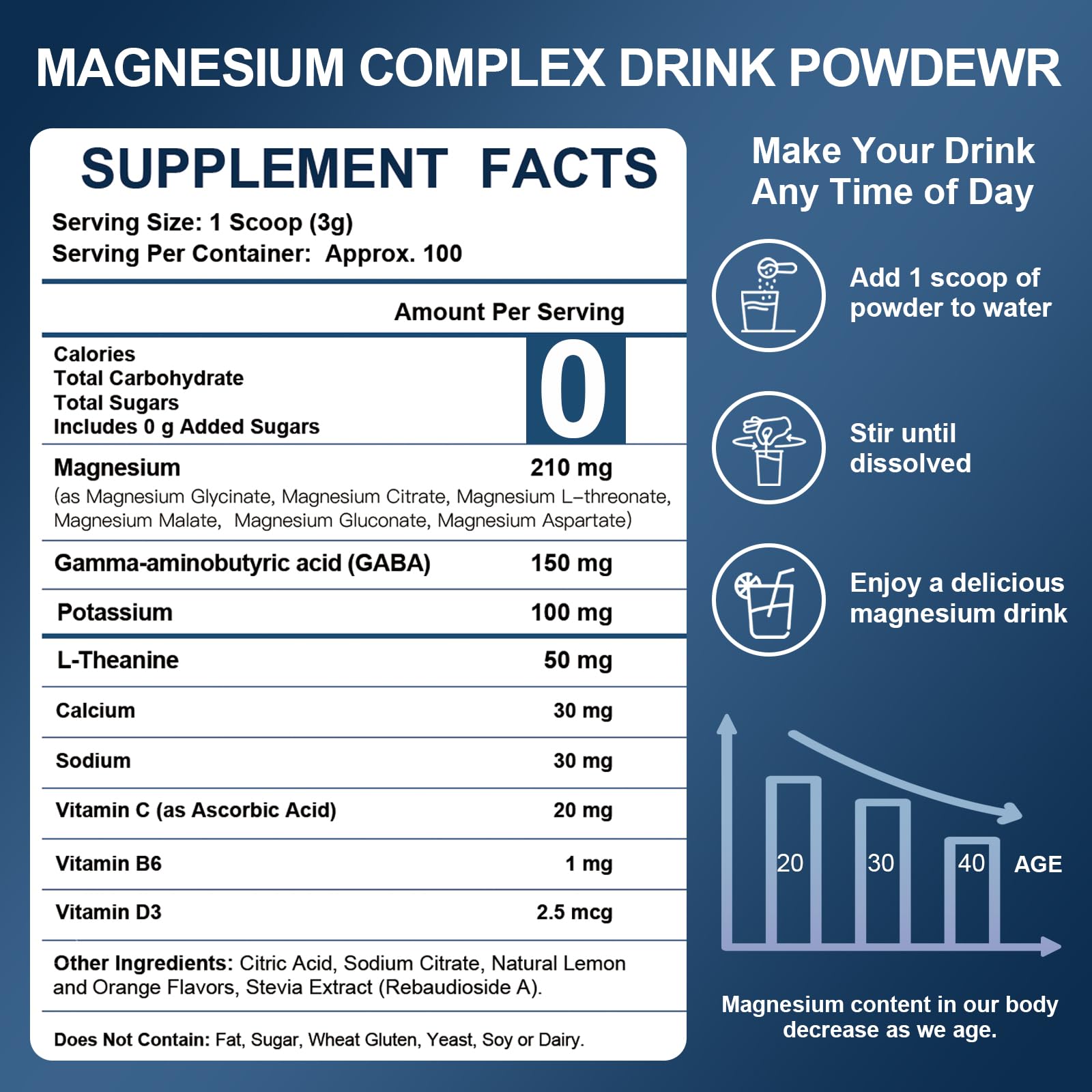 NATURE TARGET Magnesium Powder Supplement with Glycinate, Citrate, Malate, Magnesium Complex with L-Theanine & Vitamin B6 for Muscle, Heart & Brain, Vegan, 10.58 oz (100 Servings), Lemon Orange Flavor NATURE TARGETBuy Supplements Australia