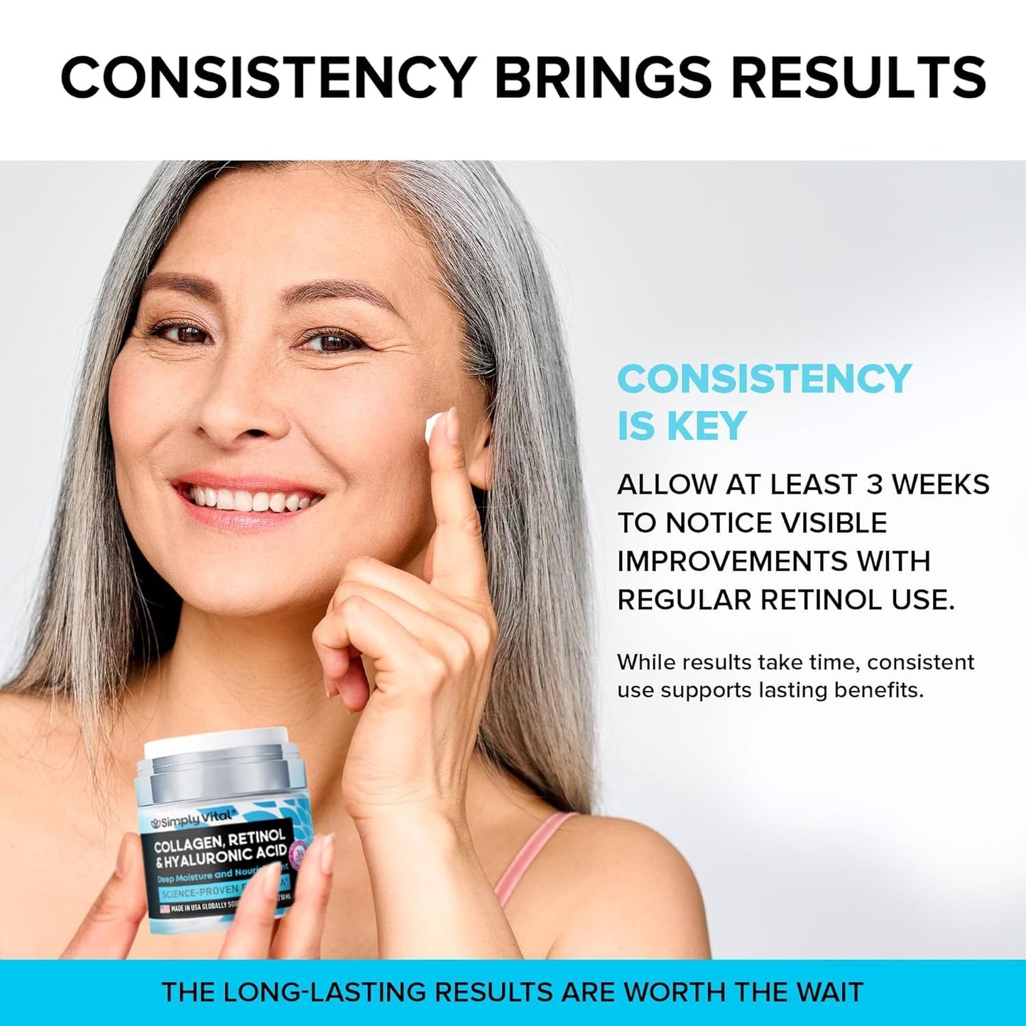 Anti-Aging Face Moisturizer with Retinol, Collagen & Hyaluronic Acid - Made in USA - Moisturizer Face Cream for Women & Men - Firming & Hydrating Neck Cream - Day & Night Skin Care - 1.7 fl oz SimplyVital buy supplements Au