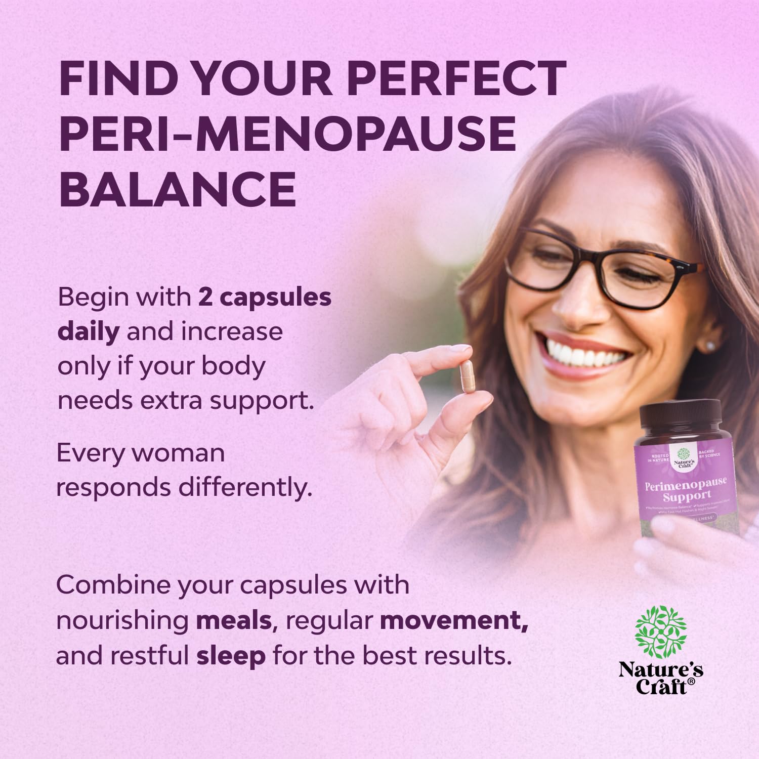 Complete Perimenopause Supplement for Women - Multibenefit Menopause Ease for Women with Maca Root Vitex Berry & Black Cohosh for Hot Flashes Night Sweats Hormone Balance and Mood Support - 60 Count Natures CraftBuy Supplements Australia