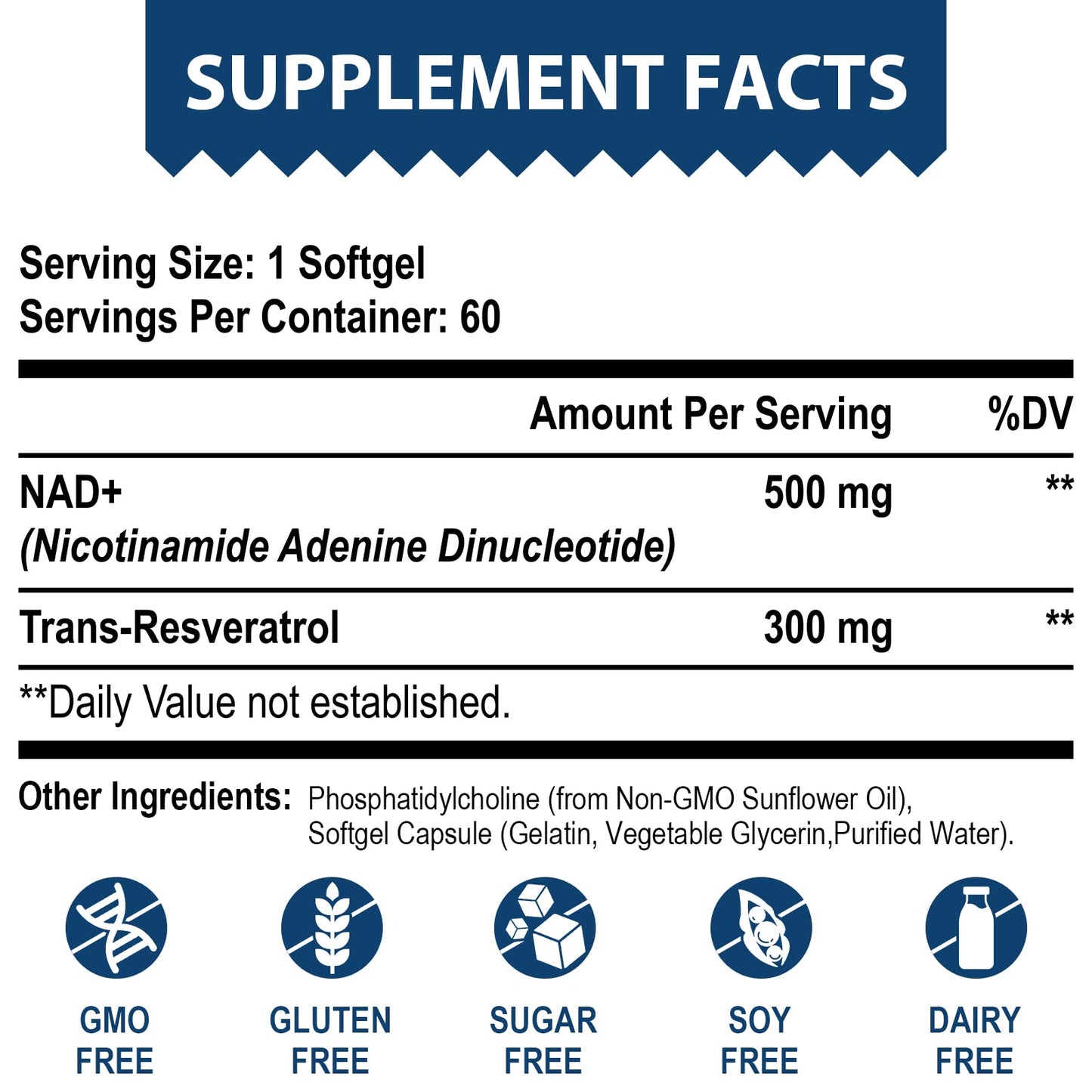 Lepoznan Liposomal NAD+ 500 mg + Trans-Resveratrol 300 mg, Superior Absorption True NAD Supplement Efficient for Cellular Energy Metabolism & DNA Repair, 60 Softgels LepoznanBuy Supplements Australia
