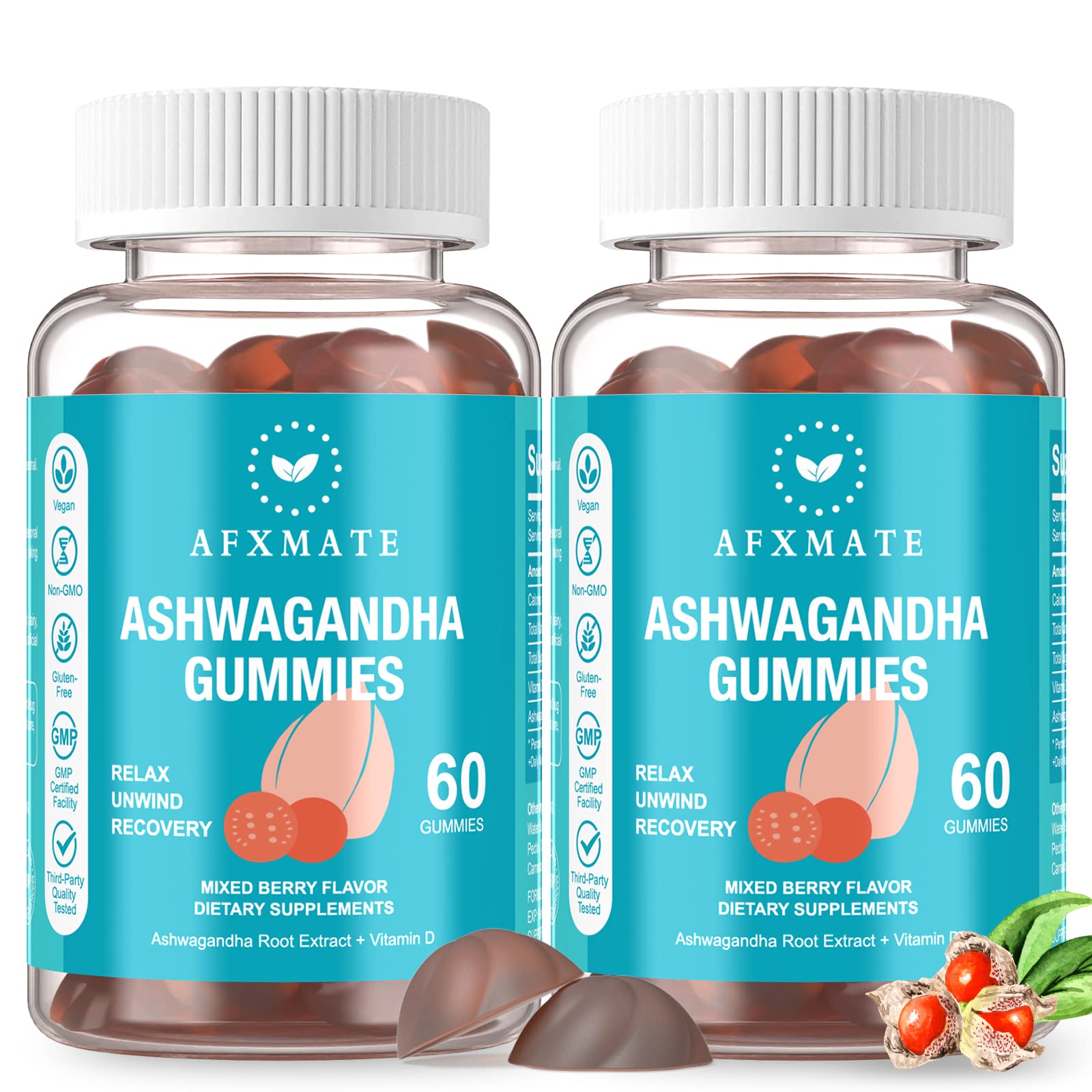 AFXMATE Ashwagandha Gummies & Vitamin D Gummies for Men & Women 120 Count Aswangdha Supplement (Non-GMO, Sugar Free & Gluten Free) AFXMATEBuy Supplements Australia