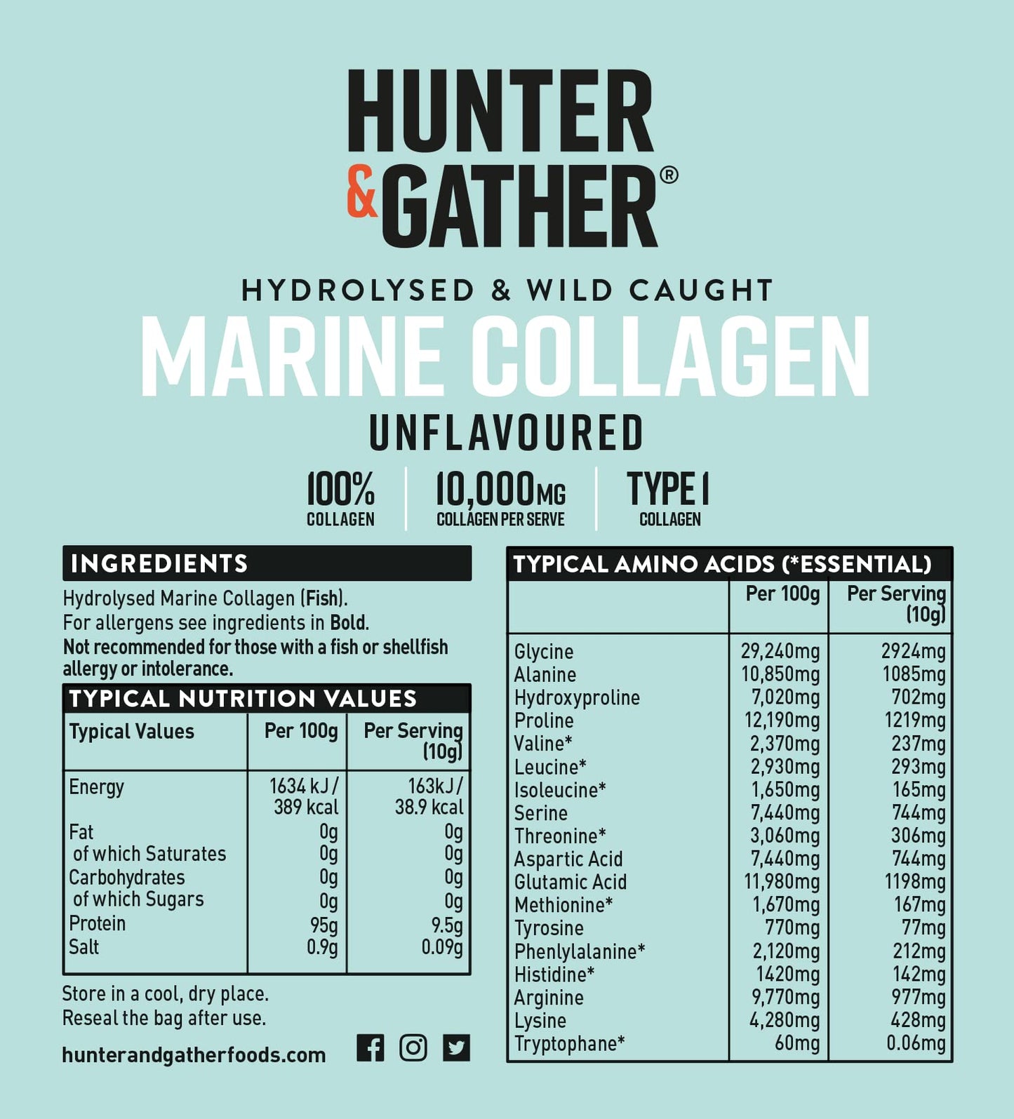 Hunter & Gather Marine Collagen Powder 300g | Pure Unflavoured Premium Hydrolysed Wild Caught Marine Collagen Hunter & GatherBuy Supplements Australia