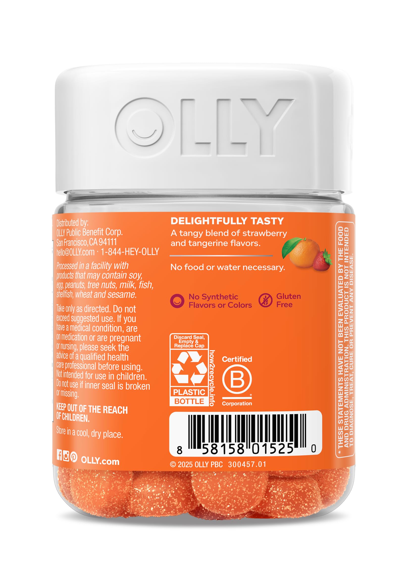 OLLY Laser Focus Gummy, Ginseng, Alpha GPC, B Vitamins, Berry Tangerine Flavor - 36 Count OLLYBuy Supplements Australia