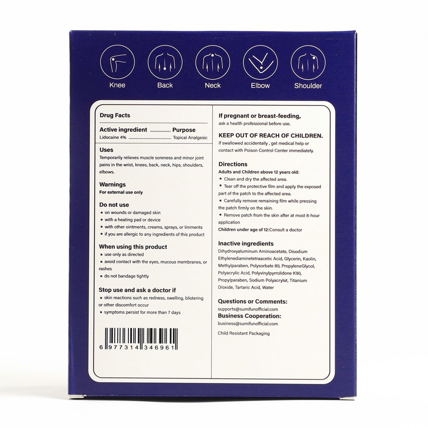 Sumifun 4% Lidocaine Patches Maximum Strength - Pain Relieving Gel Patch for Muscle Soreness, Back Ache, Knee, Neck & Joint Pains - Topical Analgesic (Large, Count, 17) SumifunBuy Supplements Australia