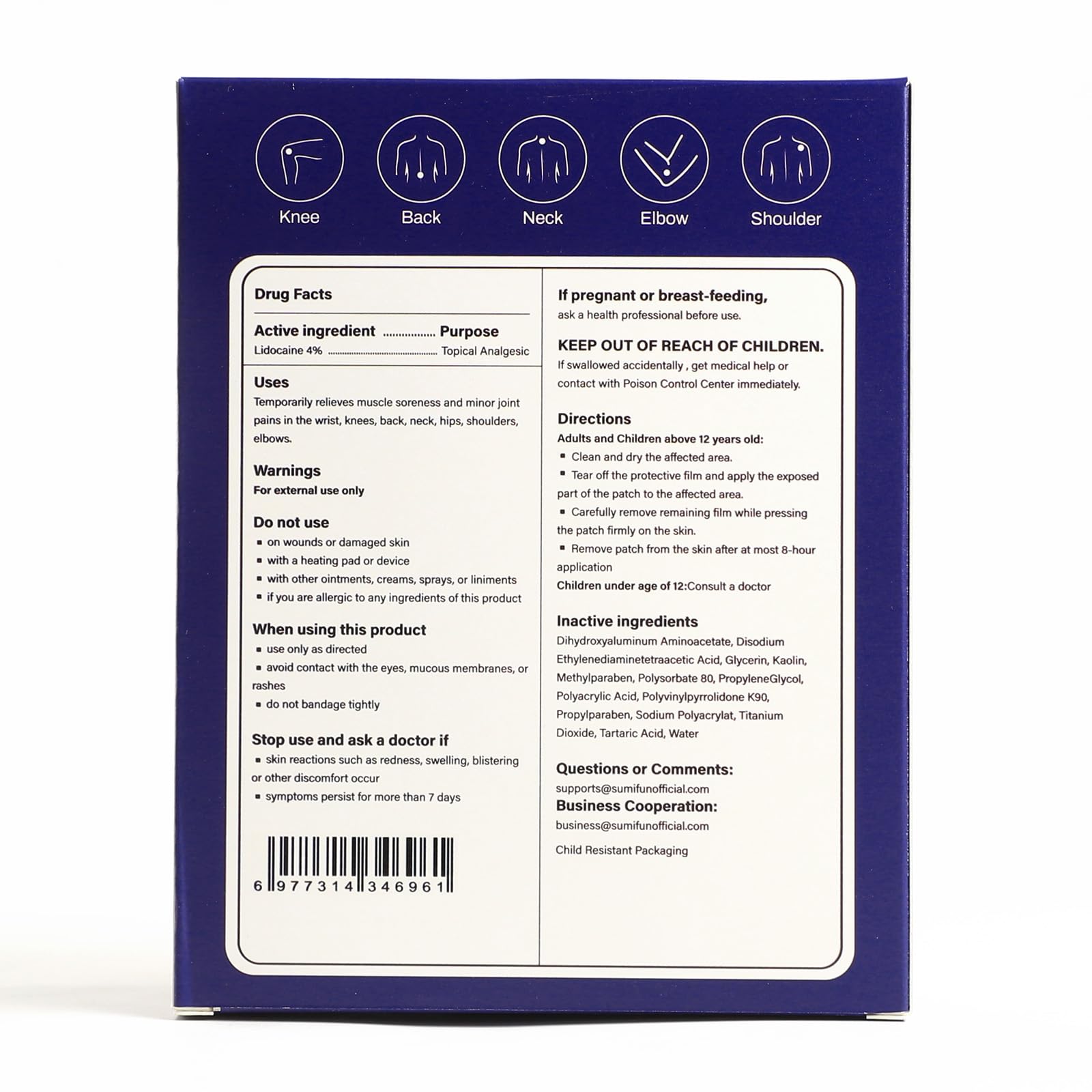 Sumifun 4% Lidocaine Patches Maximum Strength - Pain Relieving Gel Patch for Muscle Soreness, Back Ache, Knee, Neck & Joint Pains - Topical Analgesic (Large, Count, 17) SumifunBuy Supplements Australia