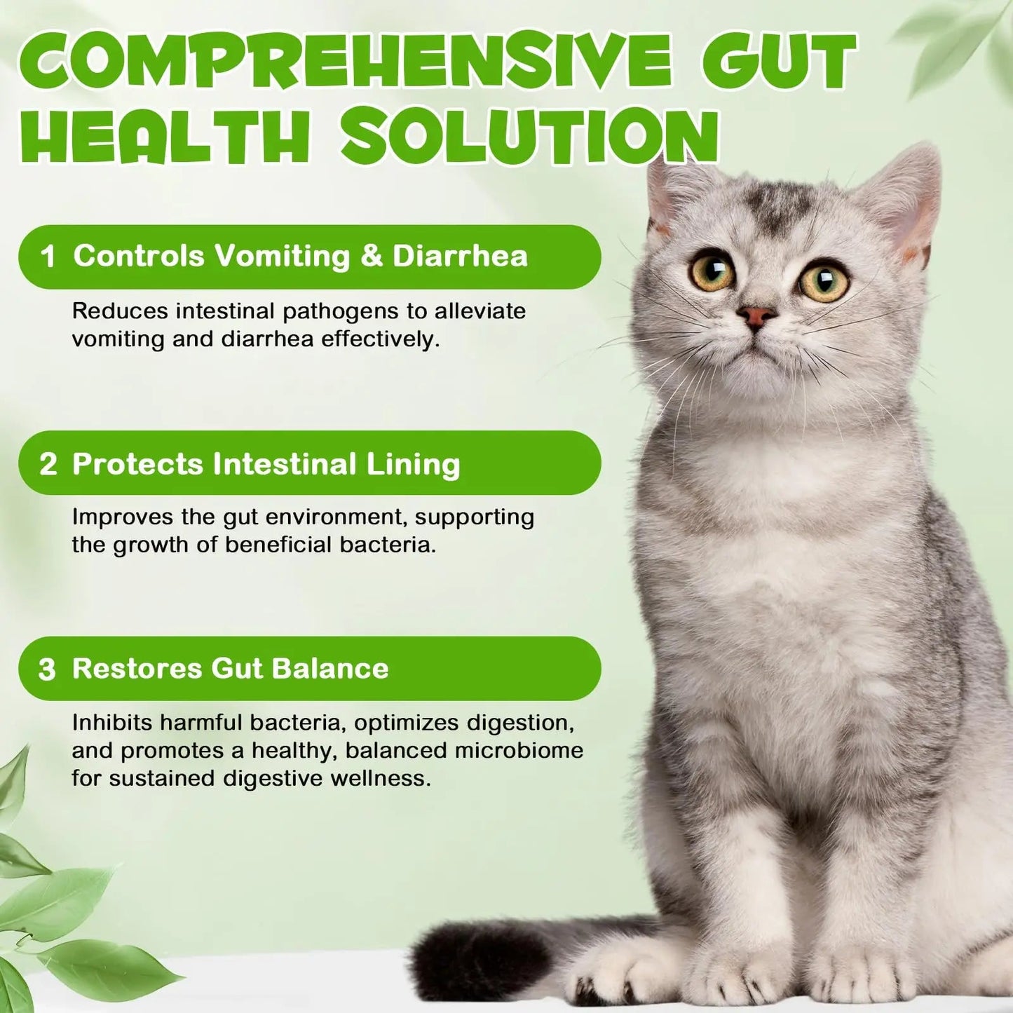 Liquid Cat Probiotic, Natural 3 in 1 Probiotic for Cats, Cat Digestive Support,Gut Health Support,Help with Diarrhea,Gas and Bloating, Cat Herbal Supplements- 60ml VOSIFSDIY buy supplements Au