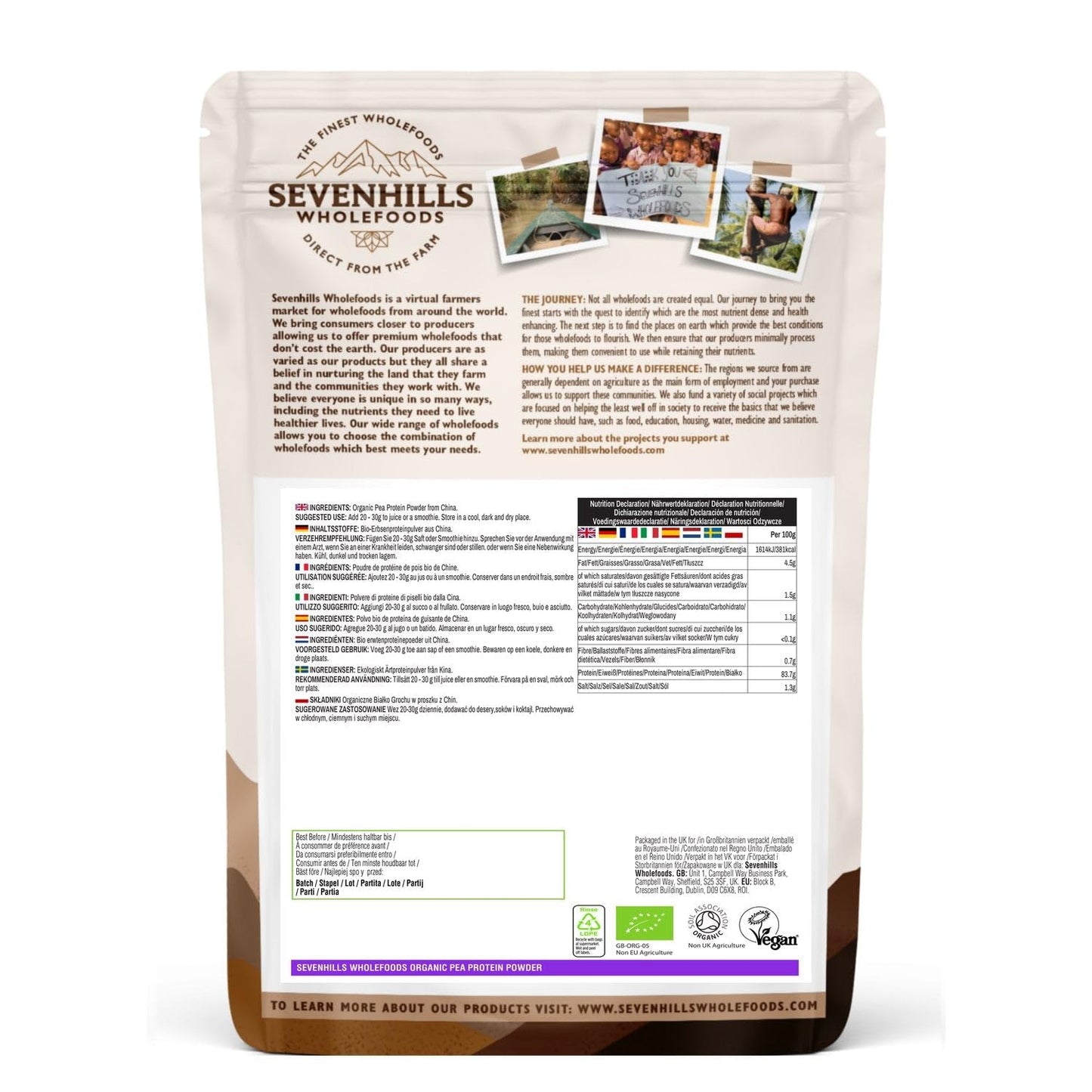 Sevenhills Wholefoods Organic Pea Protein Powder 1kg Sevenhills WholefoodsBuy Supplements Australia