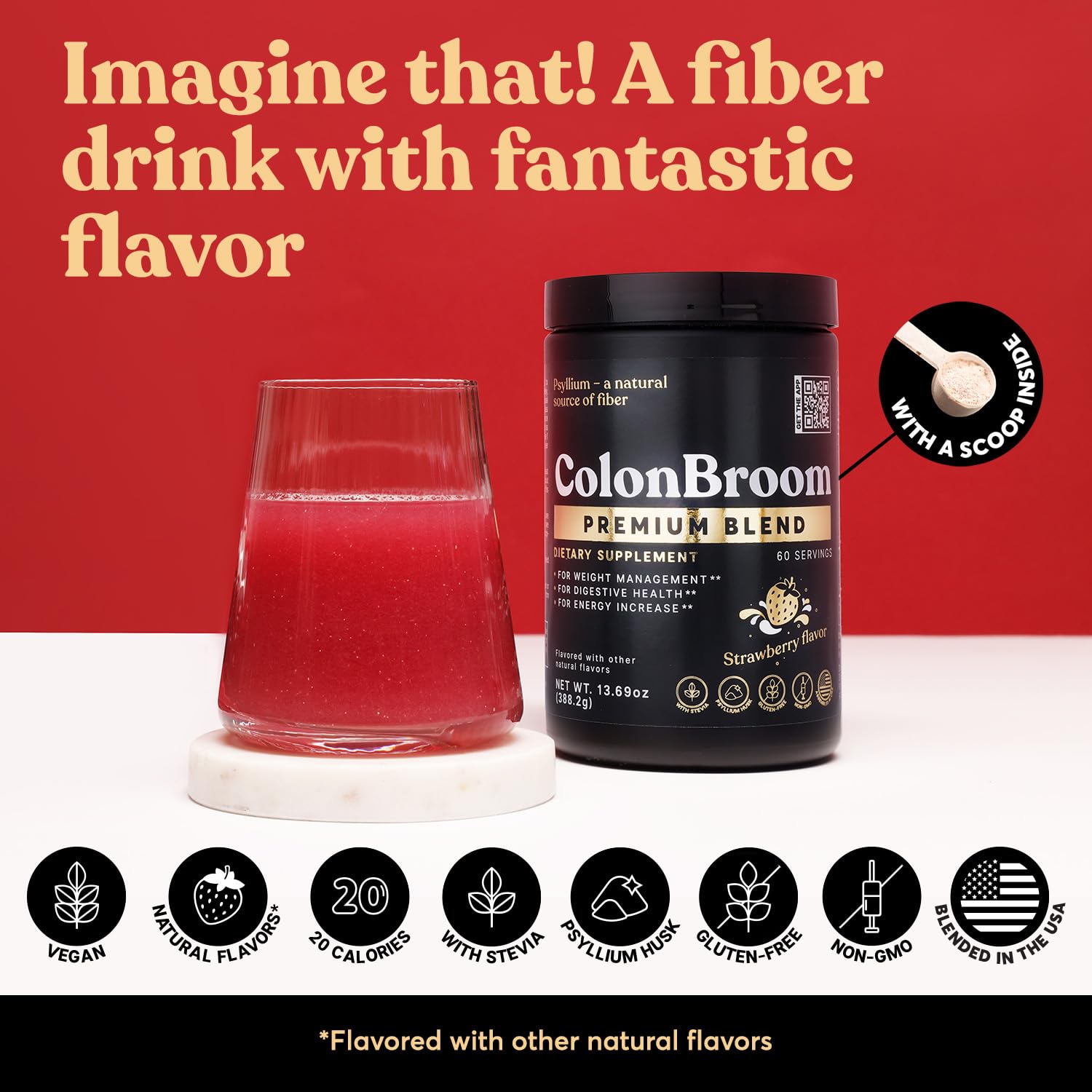 ColonBroom Premium Psyllium Husk Powder (Strawberry) - Colon Cleanse for Bloating ColonBroomBuy Supplements Australia