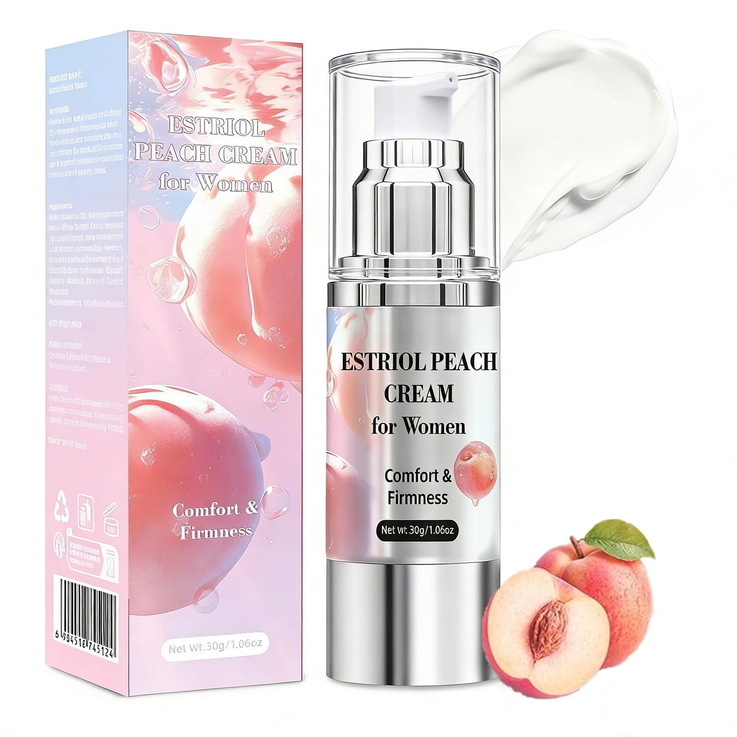 Bioidentical Estriol Cream for Women, Intimate Moisturizing Cream for Vaginal Dryness & Discomfort, Menopause Support (Peach Flavor) WJunHua buy supplements Au
