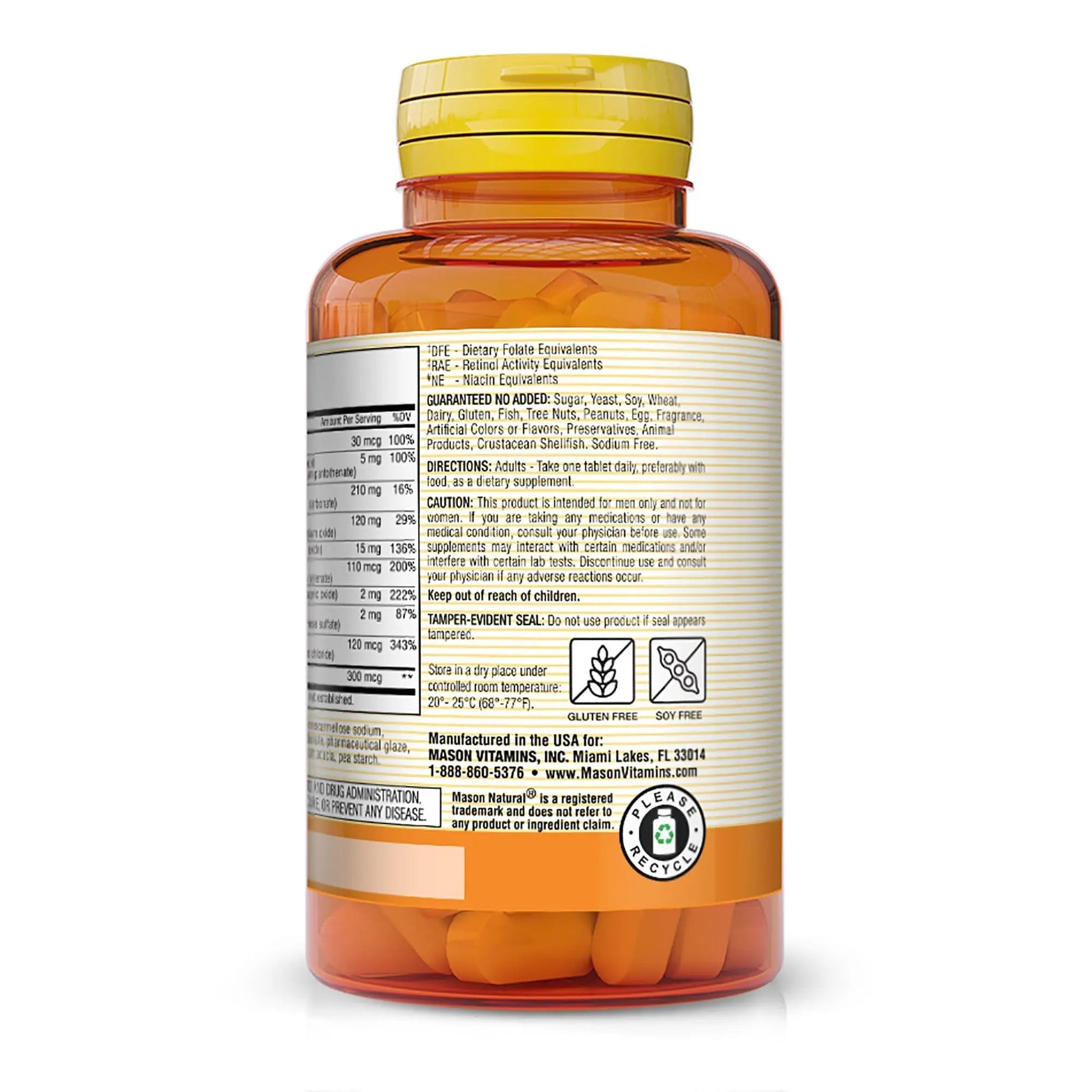 MASON NATURAL, Mens Daily Formula Equivalent to One a Day Mens Brand Tablets - 100 ea MASON NATURAL