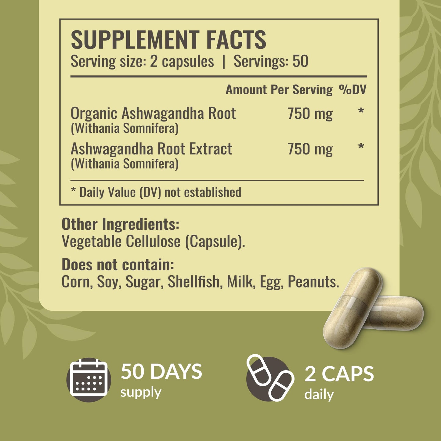 HERBAMAMA Ashwagandha Capsules - 1500mg Pure Ashwagandha Root Focus Supplement - Vegan, Non-GMO Mood & Calm Support Supplement for Adults, 100 Caps HERBAMAMABuy Supplements Australia