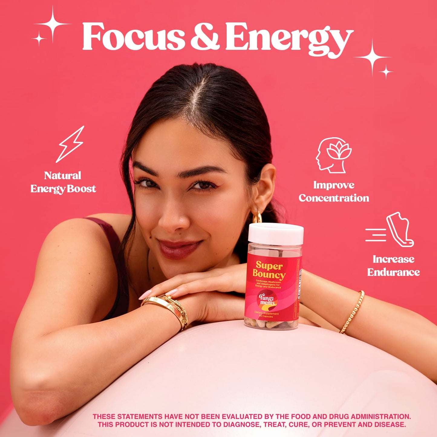 Fungiments Super Bouncy Mushroom Supplement – Cordyceps Focus Capsules for Adults – Natural Brain Boost, Green Tea Energy Vitamins Without jitters, Stamina for Women, Fatigue Support – 60 Count FungimentsBuy Supplements Australia