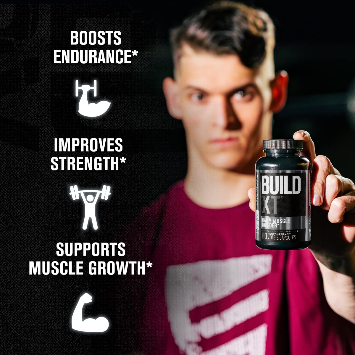 Jacked Factory Nitrosurge Pre-Workout in Cotton Candy & Build XT Muscle Building Bundle for Men & Women