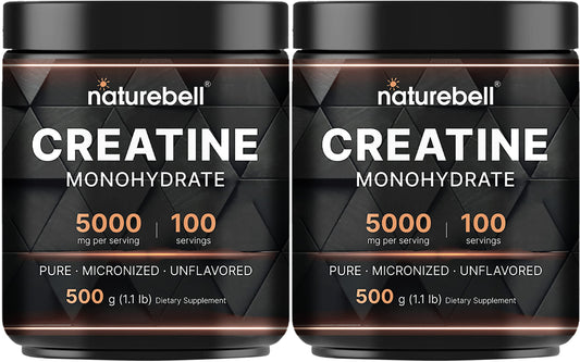 NatureBell 2 Pack Creatine Monohydrate Powder 500 Grams, 5000mg Per Serving
