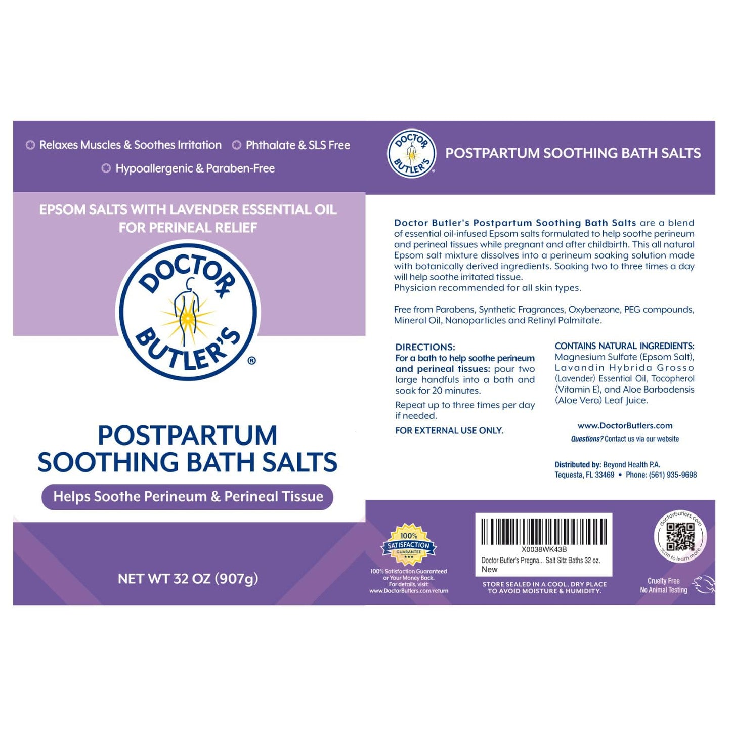 Doctor Butler’s Postpartum Soothing Bath Salts – Epsom Bath Salts for Women for Postpartum Recovery, Hemorrhoids, Discomfort, and Helps Soothe Perineum and Perineal Tissues After Birth (32 oz.) Doctor Butler's buy supplements Au