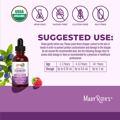 MARYRUTH'S Elderberry Liquid Drops for Adults & Kids | Immune Support | Antioxidant | Overall Wellness | Elder Berry Extract | USDA Organic | Sugar Free | Vegan | Non-GMO | Gluten Free | 1 Fl Oz MARYRUTH'SBuy Supplements Australia