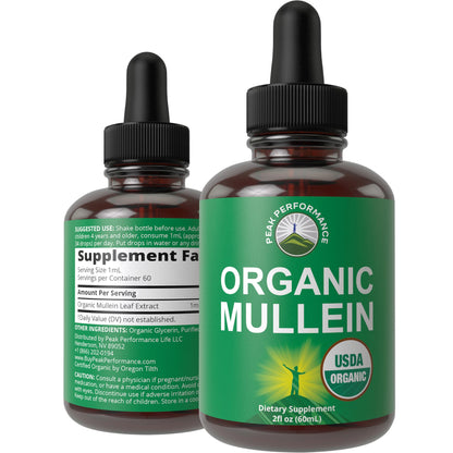 USDA Organic Mullein Leaf Drops for Lungs, Respiratory Health, Detox, Cleanse. High Bioavailability for Women, Men, Kids. Liquid Tincture Supplement. Sooth Lungs, Cough, Congestion. Vegan, Zero Sugar Peak PerformanceBuy Supplements Australia