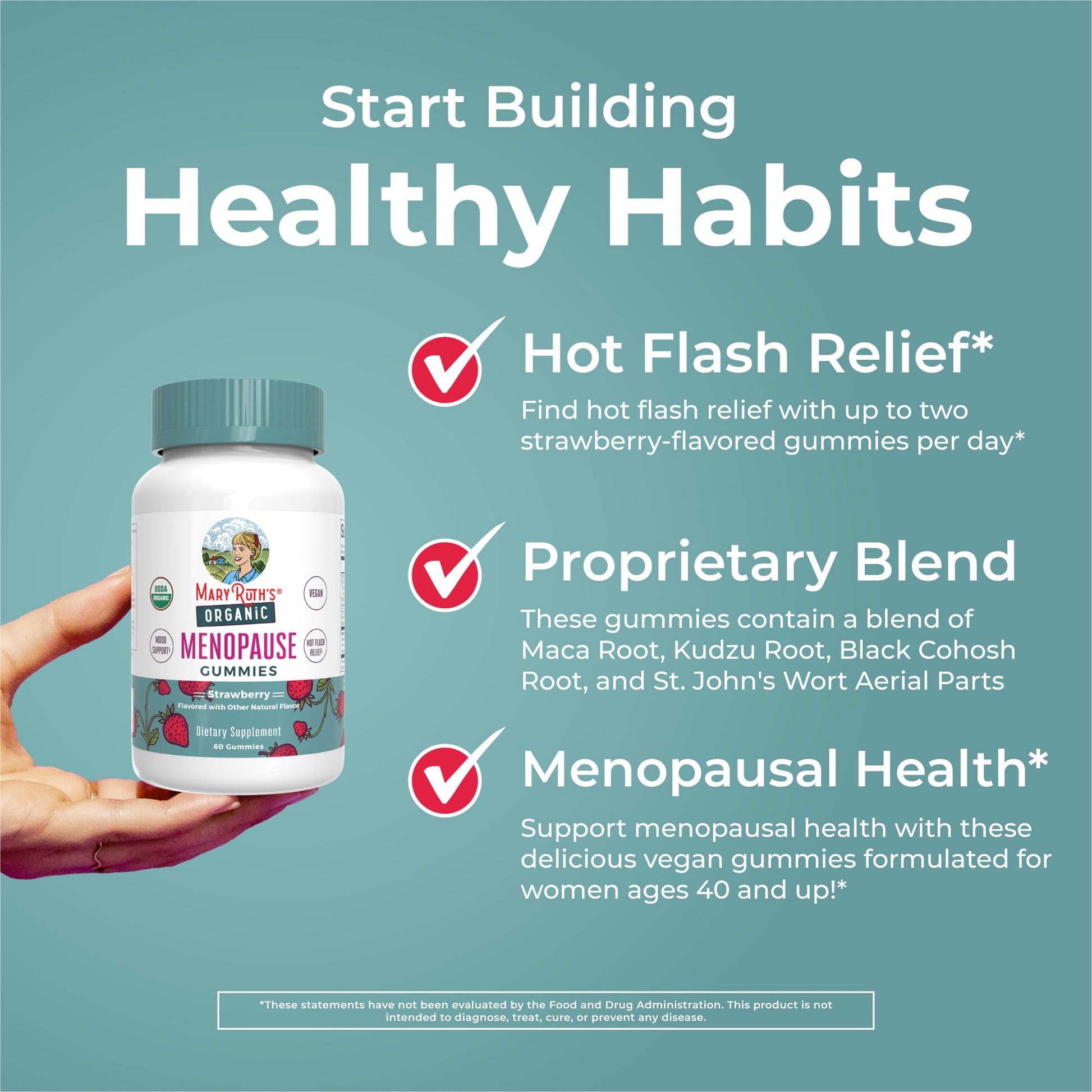 Organic Menopause Gummies by MaryRuth's | Menopause Supplements for Women | Mood Support | Hot Flash Relief | Maca Root | Black Cohosh | USDA Organic | Non-GMO | Vegan | 30 Servings MARYRUTH'SBuy Supplements Australia