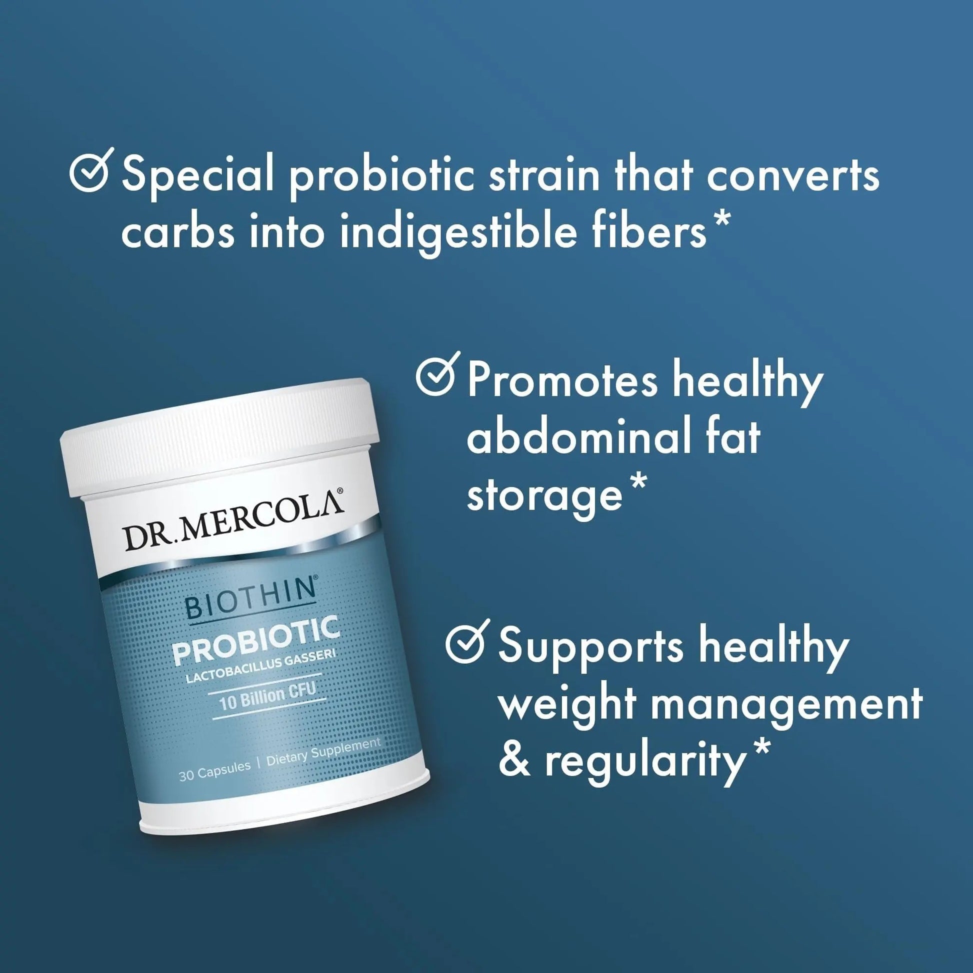 Dr. Mercola Biothin Probiotic - Digestive Health Supplement - Supports Healthy Metabolism - GMO-Free, Gluten-Free & Soy-Free - 30 Delayed-Release Capsules (30 Servings) Dr. MercolaBuy Supplements Australia