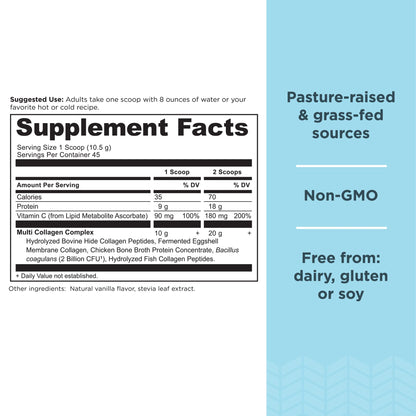 Ancient Nutrition Collagen Peptides Powder, Multi Collagen Protein, Women & Men, Vitamin C, Probiotics, Hydrolyzed Collagen, Supports Skin, Joints, Gut Health, Vanilla, 45 Servings Ancient Nutrition buy supplements Au