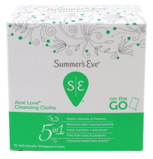 Summers Eve Cleansing Cloths 16 Count Aloe Love (3 Pack)