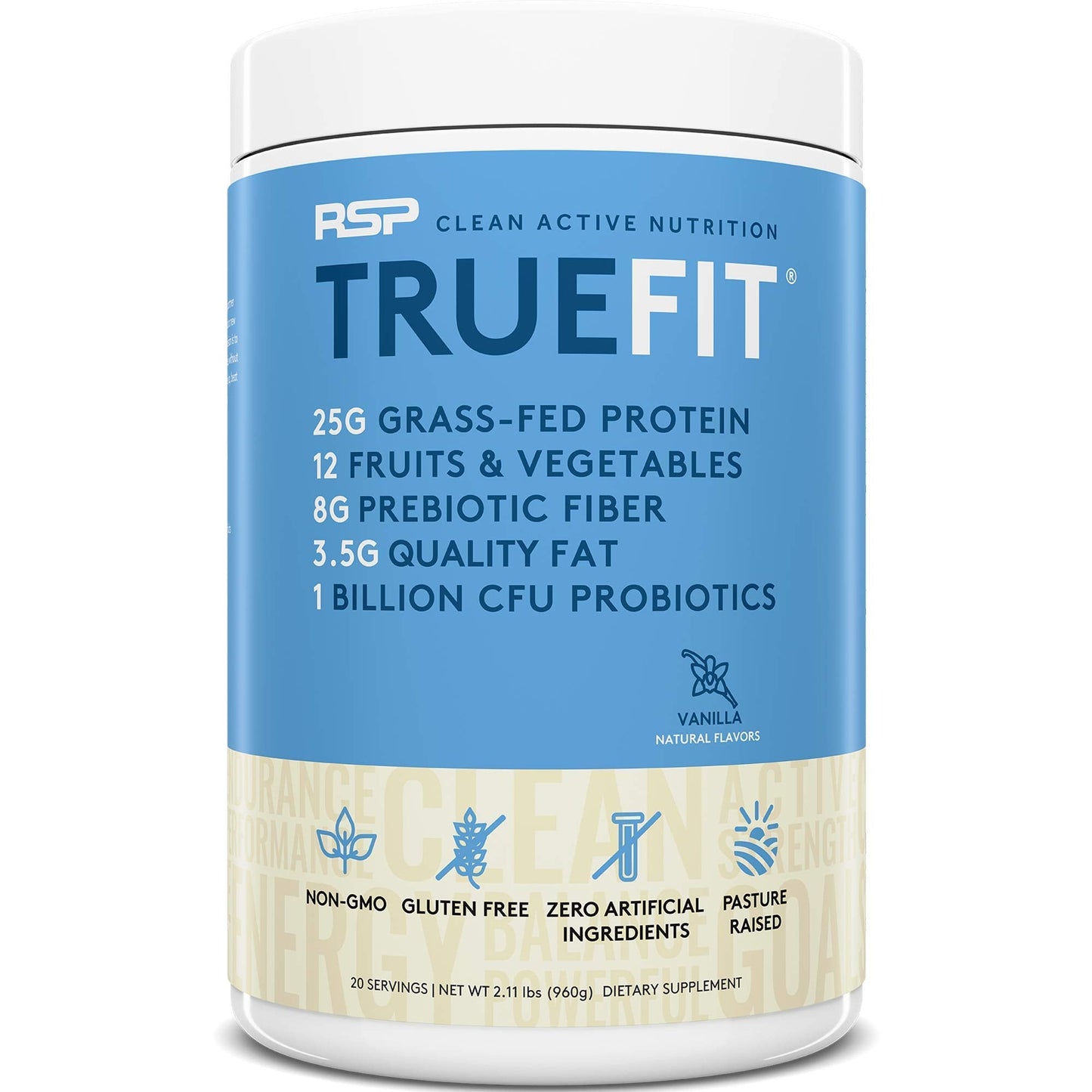 RSP NUTRITION AminoLean Pre Workout Energy (BlackBerry Pomegranate 30 Servings) with TrueFit Protein Powder (Vanilla 2 LB)